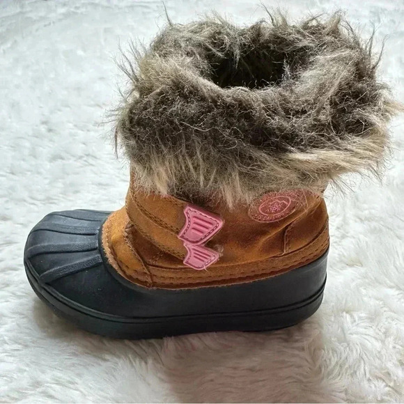 Joe Fresh Quick Close Winter Boots Brown & Pink Size 10 - Picture 7 of 16